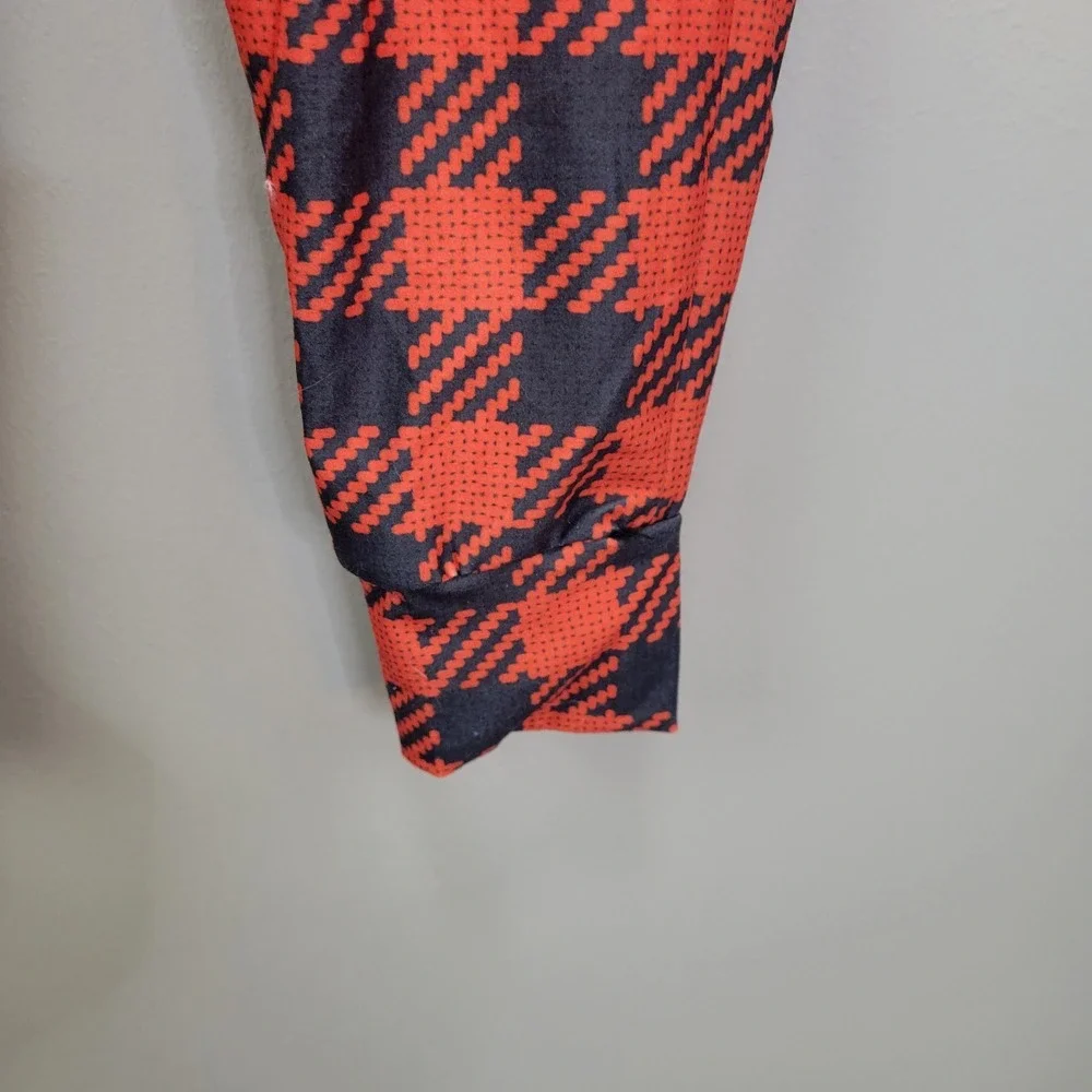 Dren‎ Designs Orange And Black Small Plaid Polyester Spandex Joggers Size S/M